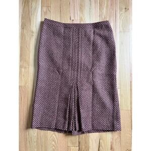 Club Monaco Wool Blend Retro Preppy Red/Brown Print 90s Kick Pleat NEW (size 4)